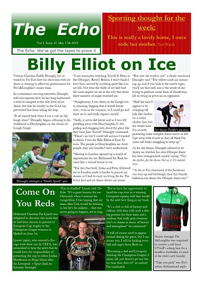 The Echo Issue 12. The weekly newsletter from St Clarets GFC in London. London's best GAA club. A Gaelic football club to be proud of.